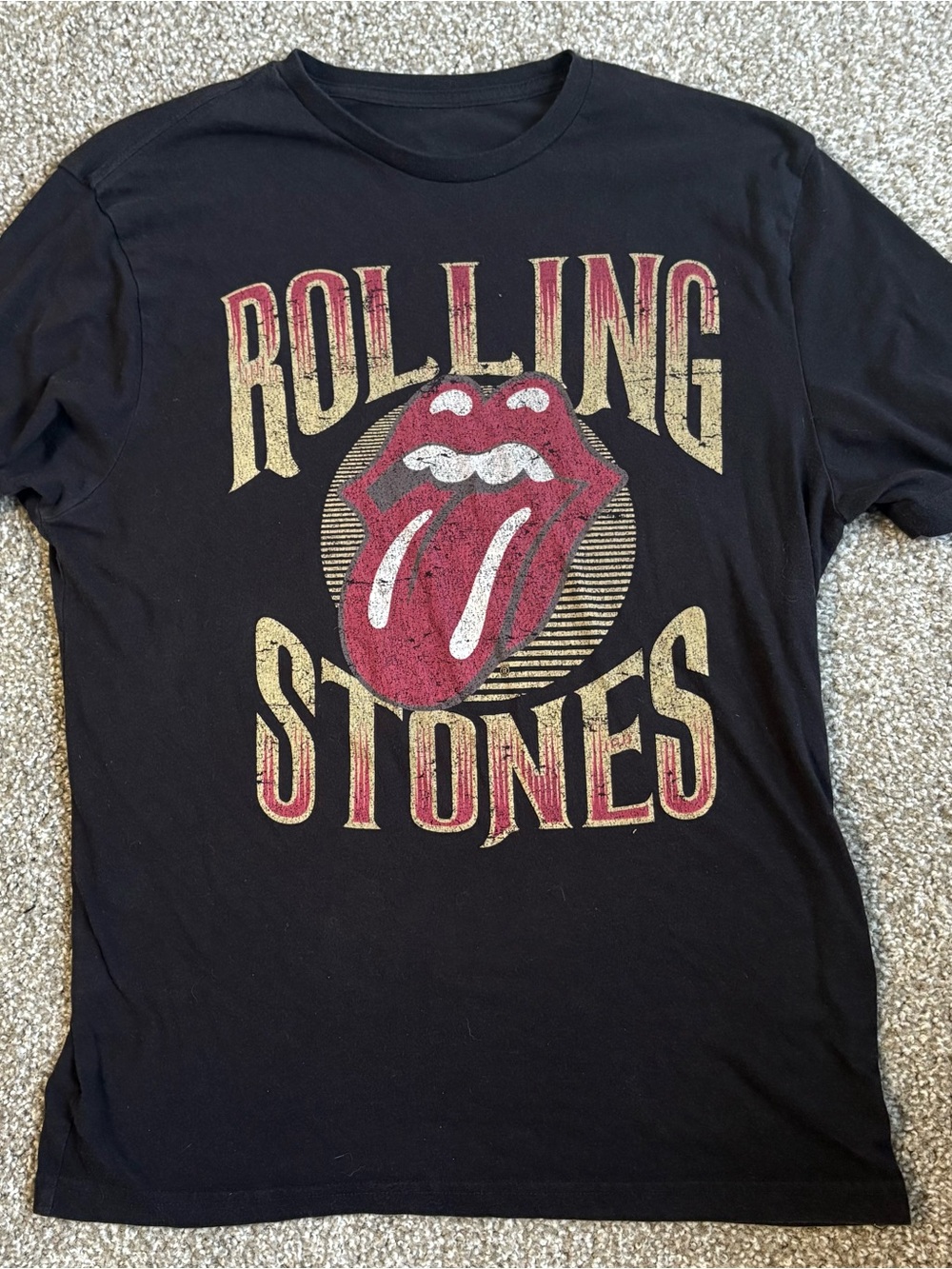 Rolling Stones Black Graphic Tee with Red Tongue Logo